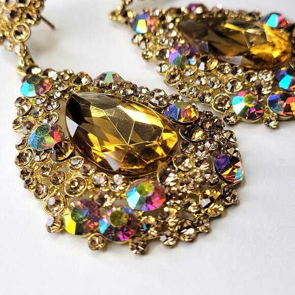 Flamboyant Crystal Teardrop Earrings - Picture 5 of 9